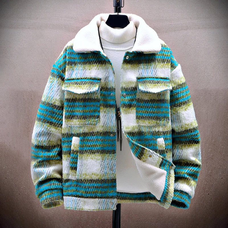 Men’s Winter Plaid Jacket with Fleece Inner Lining