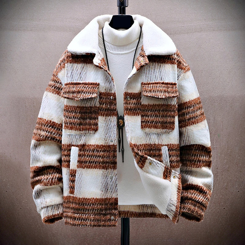 Men’s Winter Plaid Jacket with Fleece Inner Lining