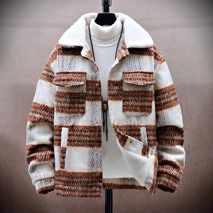 Men’s Winter Plaid Jacket with Fleece Inner Lining