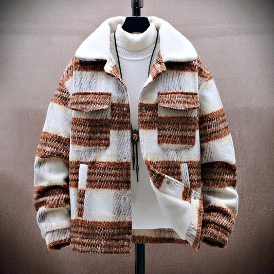 Men’s Winter Plaid Jacket with Fleece Inner Lining