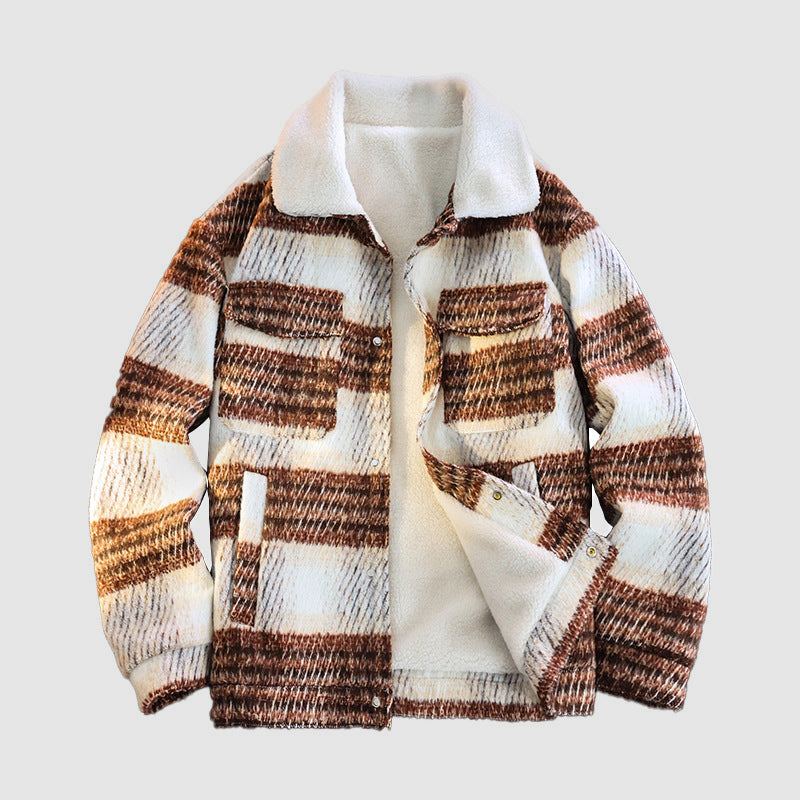 Men’s Winter Plaid Jacket with Fleece Inner Lining