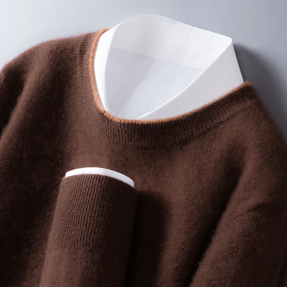 Men’s Wool Knit Sweater with Contrast Collar Detail