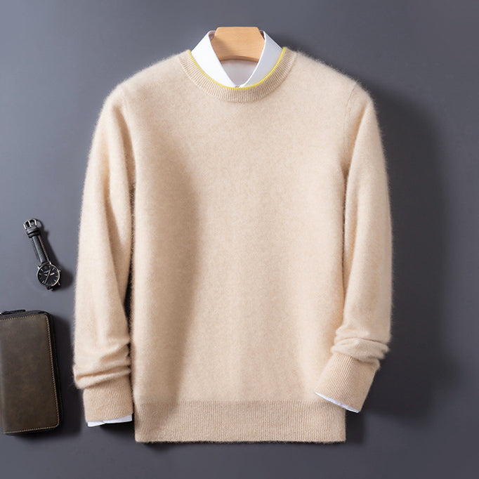 Men’s Wool Knit Sweater with Contrast Collar Detail