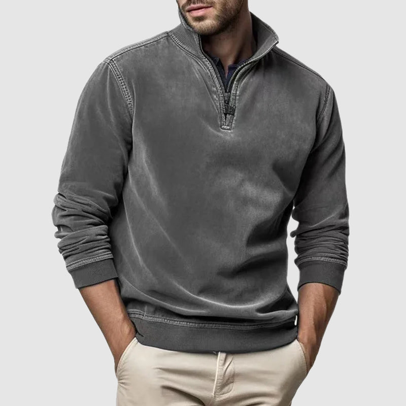 Men’s Zip-Collar Casual Winter Sweatshirt