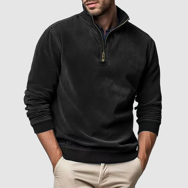 Men’s Zip-Collar Casual Winter Sweatshirt