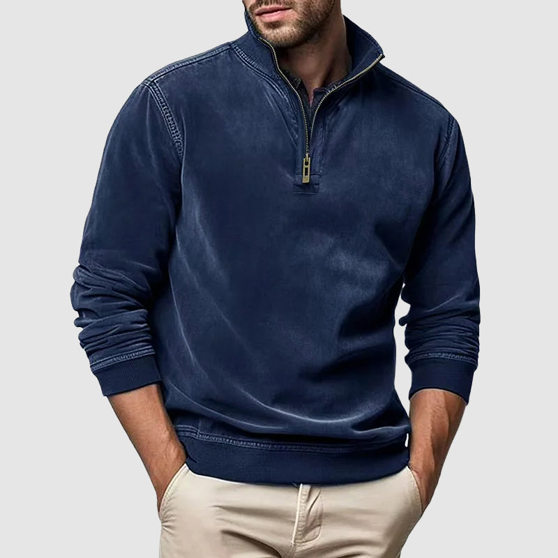 Men’s Zip-Collar Casual Winter Sweatshirt