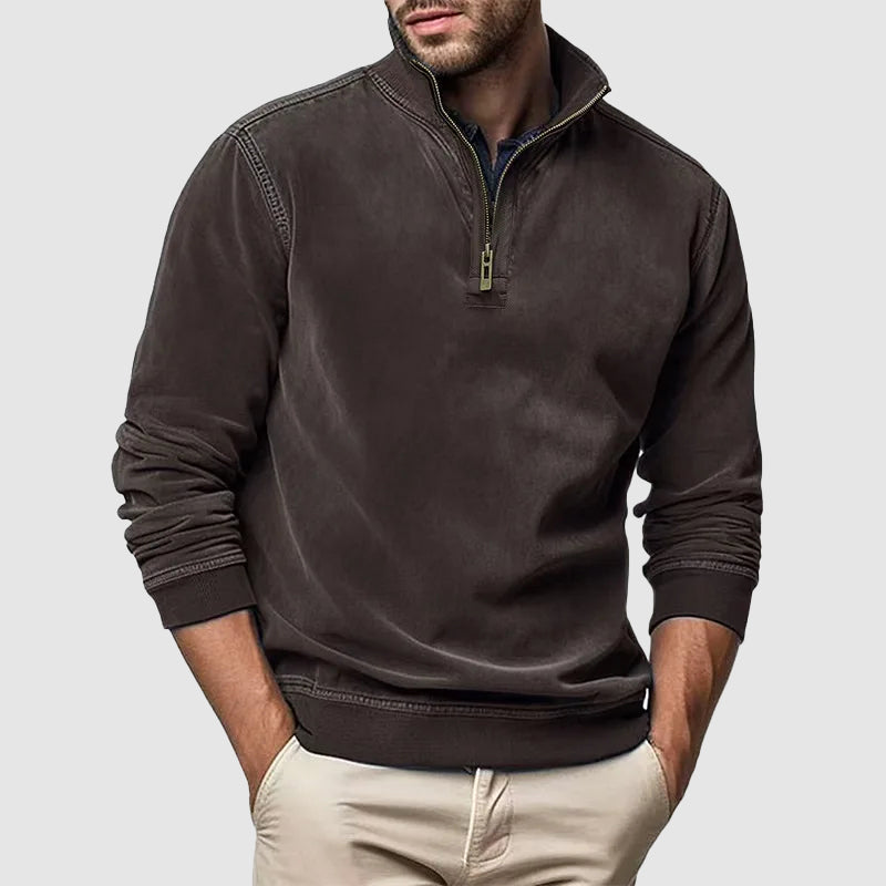 Men’s Zip-Collar Casual Winter Sweatshirt