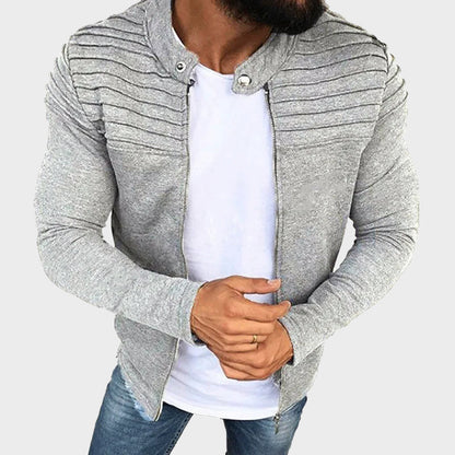 Men’s Zip-Up Sweatshirt with Ribbed Shoulders