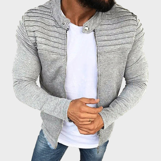 Men’s Zip-Up Sweatshirt with Ribbed Shoulders