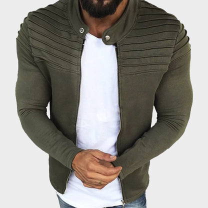 Men’s Zip-Up Sweatshirt with Ribbed Shoulders