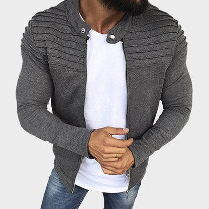 Men’s Zip-Up Sweatshirt with Ribbed Shoulders