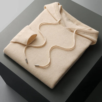 Merino Wool Hoodie for Men with Drawstrings