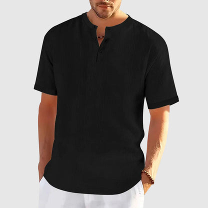 Michael - Men's Casual Textured Henley Short Sleeve Shirt