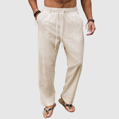 Miles - Men's Linen Drawstring Straight Leg Pants
