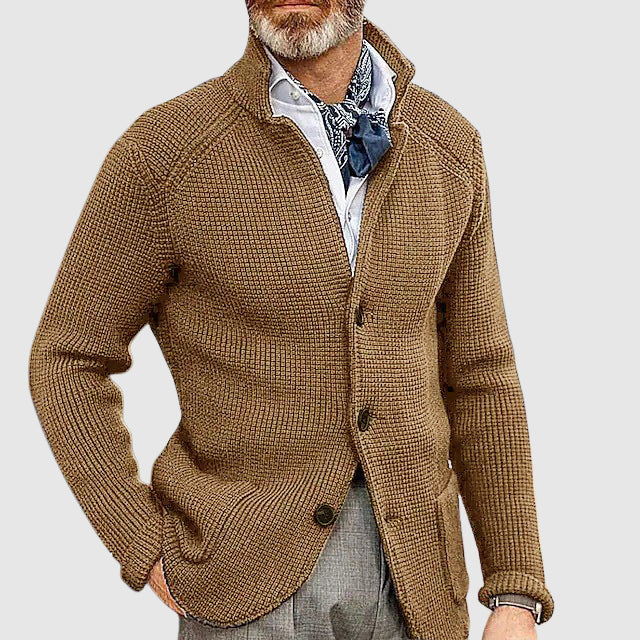 Modern Weave Tailored Button Cardigan