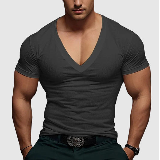 Noah - Men's Deep V-Neck Fitted T-Shirt