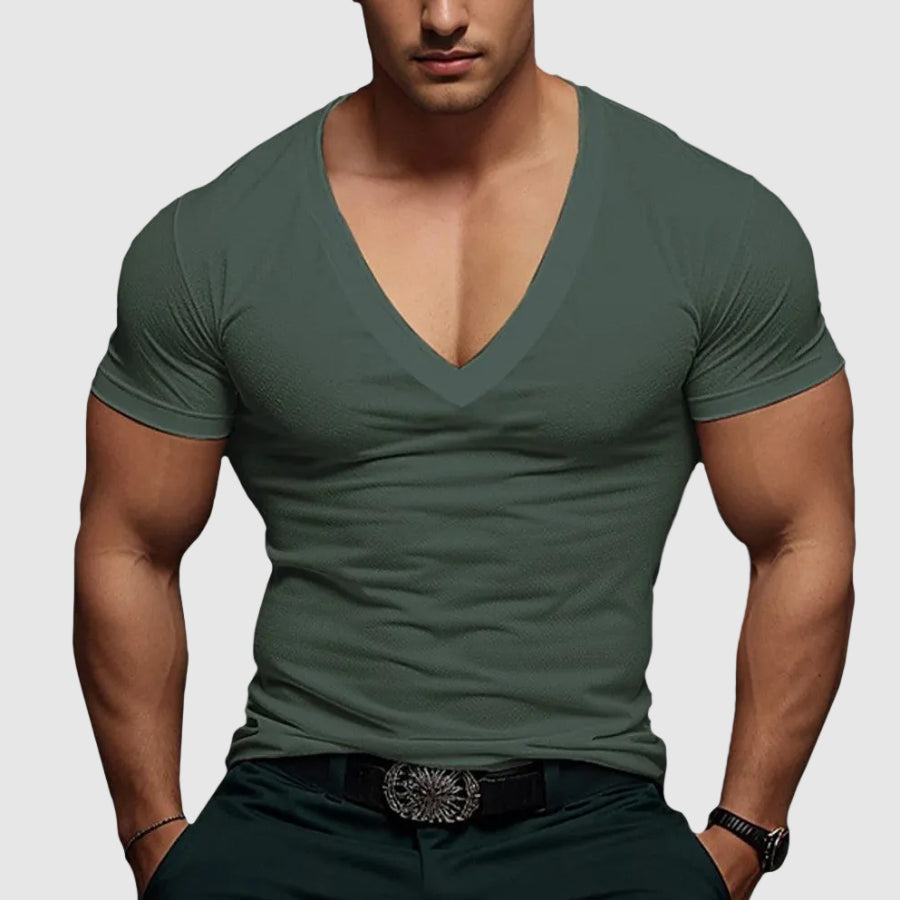 Noah - Men's Deep V-Neck Fitted T-Shirt