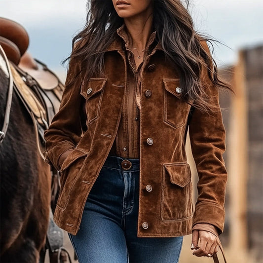 Noelle Rustic Brown Suede Jacket