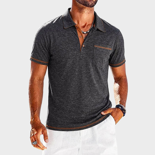Nolan - Men’s Contrast Trim Pocket Polo Shirt