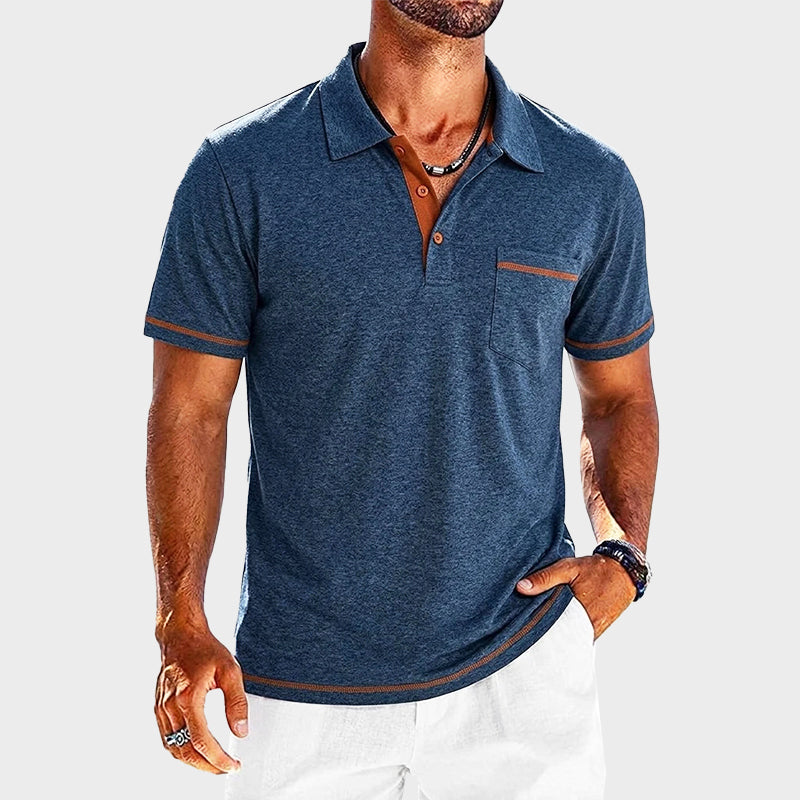 Nolan - Men’s Contrast Trim Pocket Polo Shirt