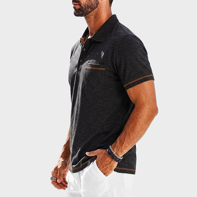 Nolan - Men’s Contrast Trim Pocket Polo Shirt