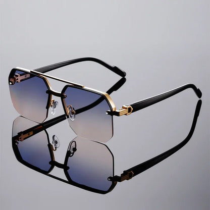 Oversized Rimless Sunglasses with Gradient Lenses