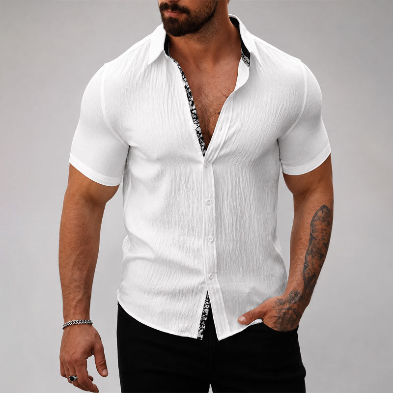 Patrick - Men's Textured Trim Short Sleeve Shirt