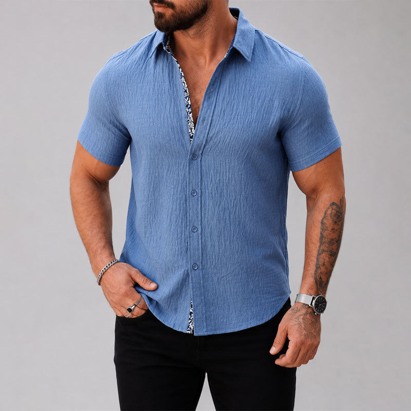 Patrick - Men's Textured Trim Short Sleeve Shirt