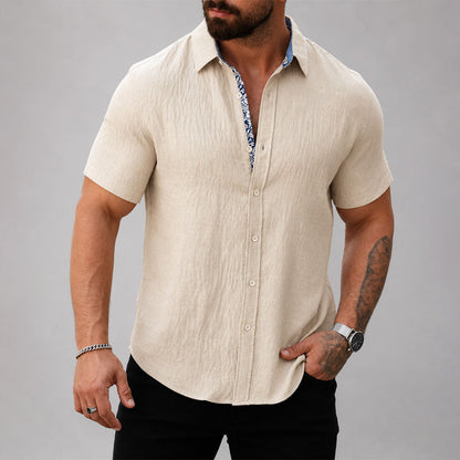 Patrick - Men's Textured Trim Short Sleeve Shirt