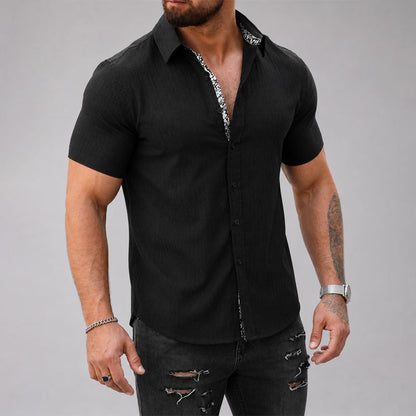 Patrick - Men's Textured Trim Short Sleeve Shirt