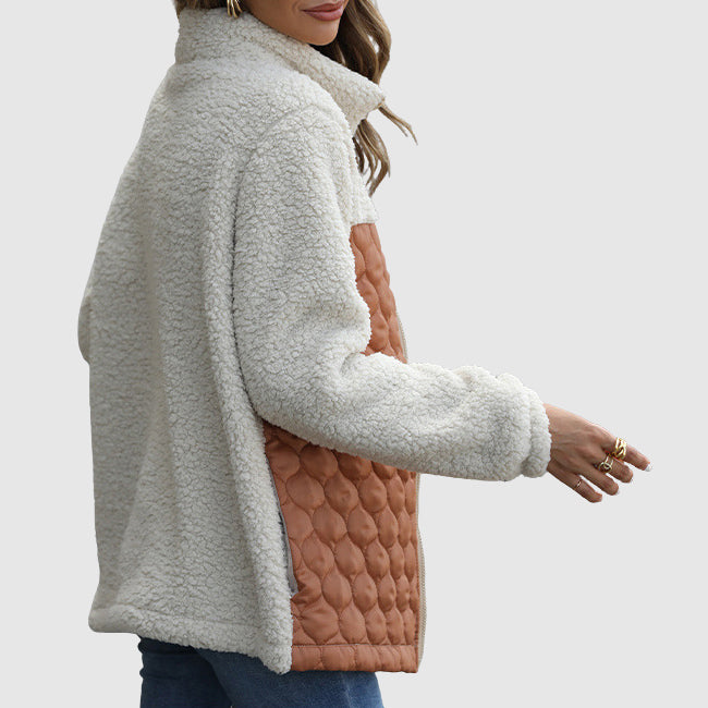Quilted Plush Patchwork Women’s Winter Jacket