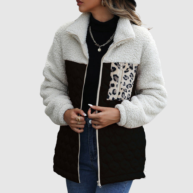 Quilted Plush Patchwork Women’s Winter Jacket