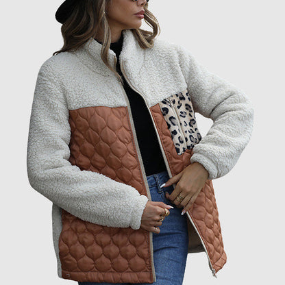 Quilted Plush Patchwork Women’s Winter Jacket