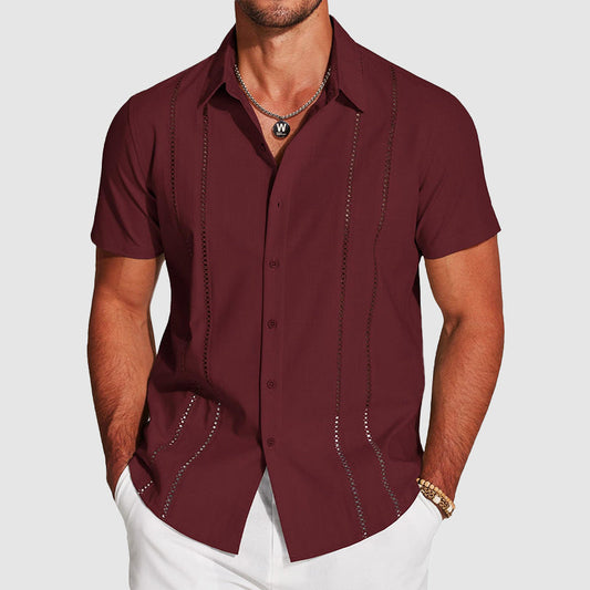 Rafael - Men's Summer Button-Up Shirt with Cutout Detail
