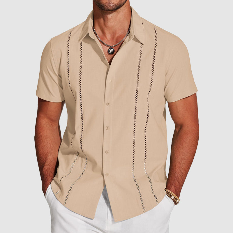 Rafael - Men's Summer Button-Up Shirt with Cutout Detail