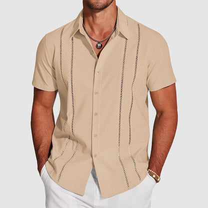 Rafael - Men's Summer Button-Up Shirt with Cutout Detail