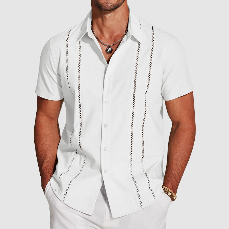 Rafael - Men's Summer Button-Up Shirt with Cutout Detail