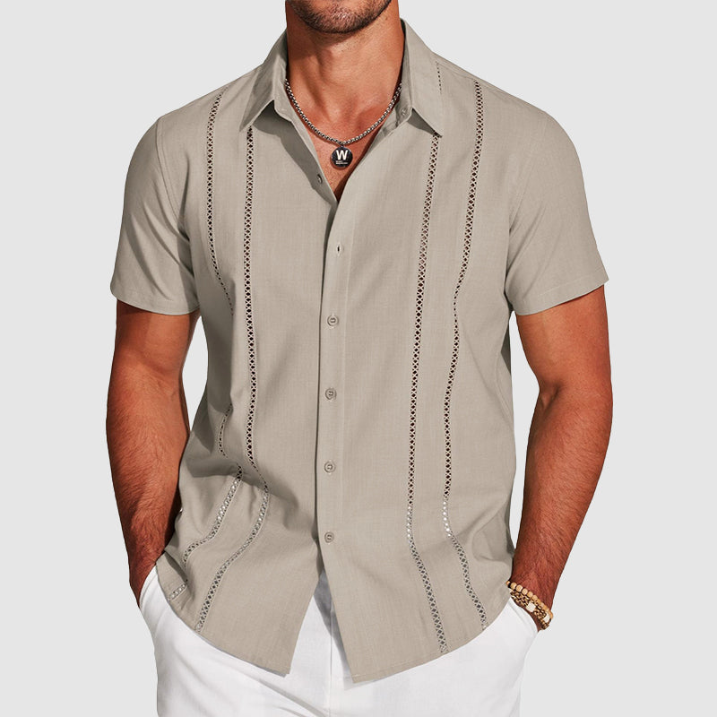 Rafael - Men's Summer Button-Up Shirt with Cutout Detail