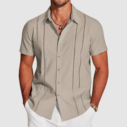 Rafael - Men's Summer Button-Up Shirt with Cutout Detail