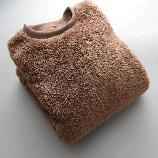 Relaxed Warm Textured Fleece Pullover