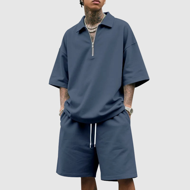 Robert - Men's Relaxed Zip-Collar Two-Piece Lounge Set