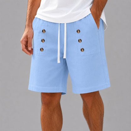 Robert - Men's Double-Button Drawstring Shorts