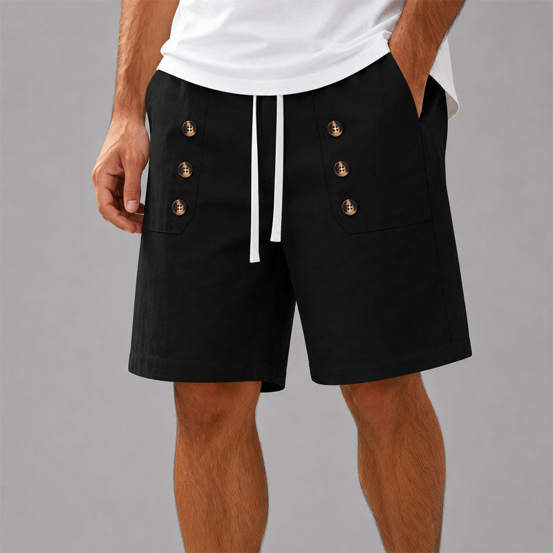 Robert - Men's Double-Button Drawstring Shorts