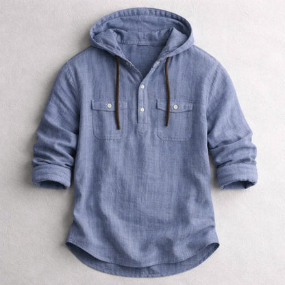 Roberto Russo Cotton Linen Hoodie Shirt