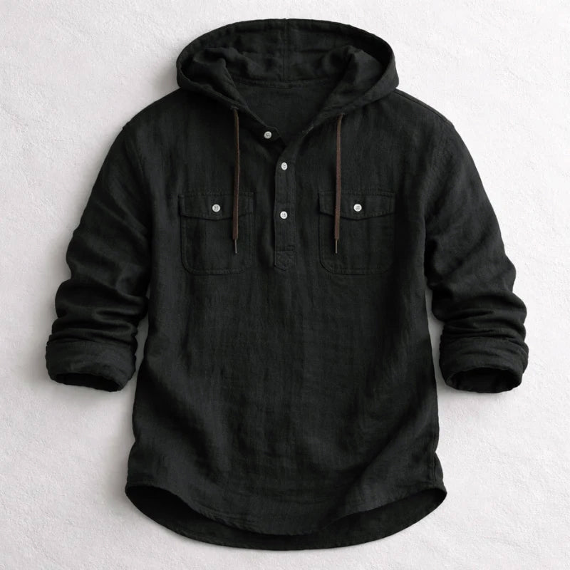 Roberto Russo Cotton Linen Hoodie Shirt