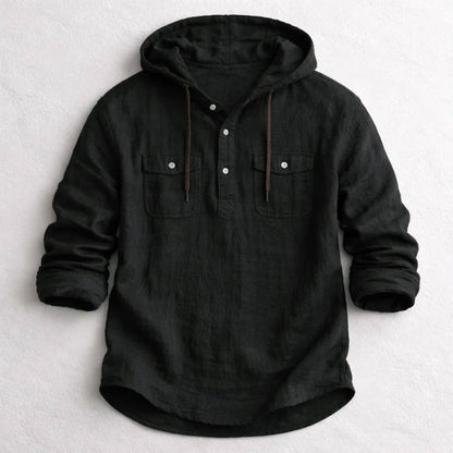Roberto Russo Cotton Linen Hoodie Shirt