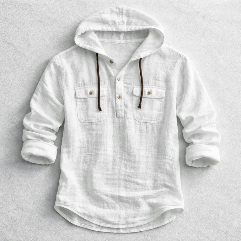 Roberto Russo Cotton Linen Hoodie Shirt