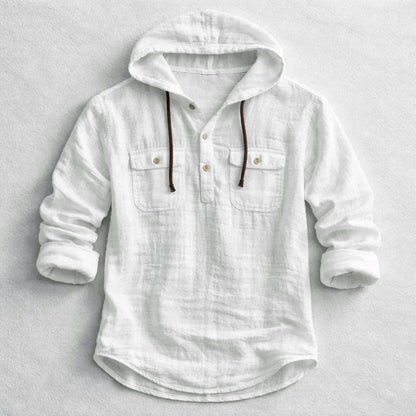 Roberto Russo Cotton Linen Hoodie Shirt