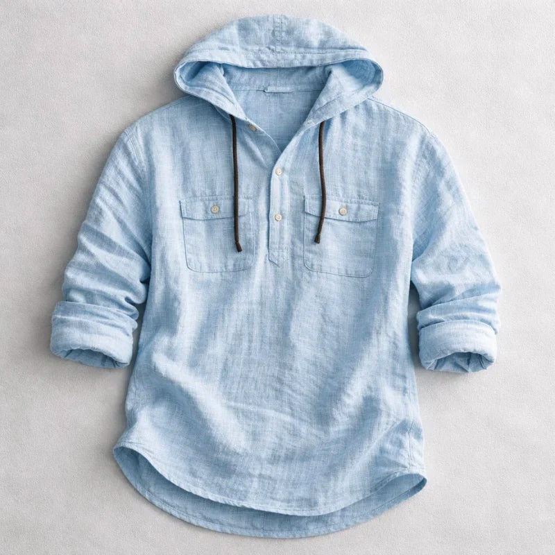 Roberto Russo Cotton Linen Hoodie Shirt