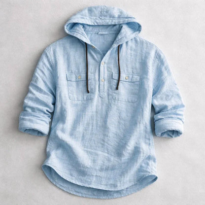 Roberto Russo Cotton Linen Hoodie Shirt